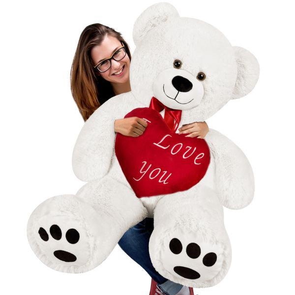 vooroordeel zwanger Canberra Knuffel-teddybeer XXL wit incl. hartkussen- 148cm-Valentijn -Valentijnscadeau-beer