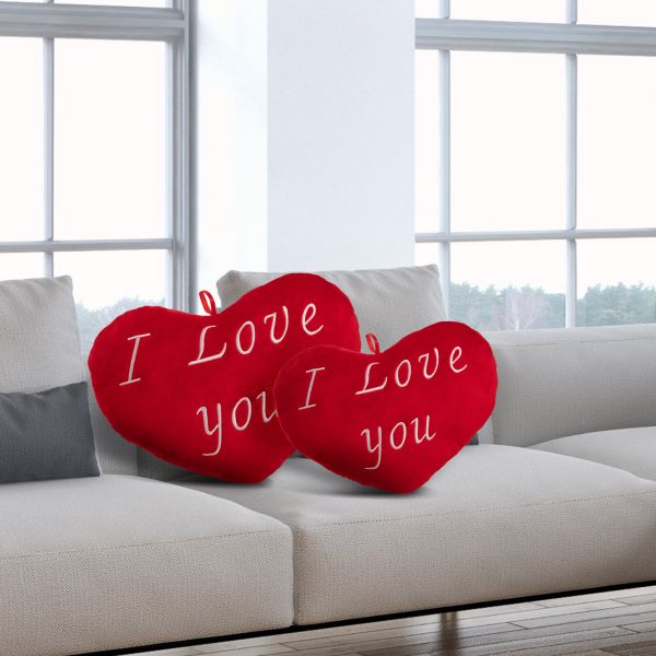 geloof Groot kalmeren Valentijn- kussen- valentijnscadeau- kussen- I Love You-  hartkussen-rood-sierkussen-knuffelkussen- 26cm-