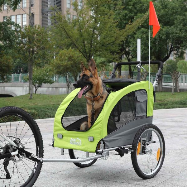 shampoo droefheid Fraude Zoomundo- Honden fietskar Lucky, transport kar hond, groen, aanhanger hond