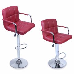 Tresko-Barkruk set van 2-wijnrood- bar stoel- aanrecht kruk- keukenkruk- lounge stoel
