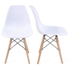 Miadomodo- Eetkamerstoelen, set van 2 stuks, hout en kunststof, wit