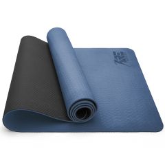 RE:SPORT Yogamat blauw/grijs, trainingsmat, fitnessmat, sportmat met draagriem, 183 x 61 x 0,6 cm
