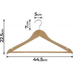 Kledinghangers van hout, 50 stuks, inclusief broekstang en inkepingen, garderobehangers