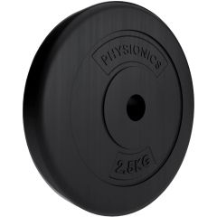 Physionics- Halterschijven, set van 2 stuks, 2 x 2.5 kg,  Ø 30 mm, kunststof, zwart, gewichtsschijven set gewichten voor halters/lange hakken/korte halter