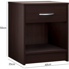Nachtkastje met lade, wenge, slaapkamerkastje, slaapmeubel