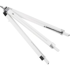 Jago® Staande lamp met statief van hout - verchroomd staal, LED, E27, in hoogte verstelbaar max. 148 cm, vintage/industrieel- drievoets staande lamp, staande lamp, studiolamp met statief (wit mat)