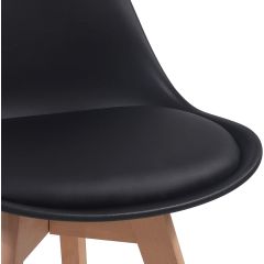 Miadomodo- Eetkamerstoelen, set van 2 stuks, zwart, houten onderstel