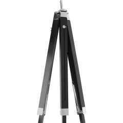 Jago® Staande lamp met statief van hout - verchroomd staal, LED, E27, in hoogte verstelbaar max. 148 cm, vintage/industrieel, kleurkeuze - drievoets staande lamp, staande lamp, studiolamp met statief (zwart mat)