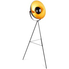 Staande lamp met statief, 163 cm hoog, zwart- goud, driepoot, retro