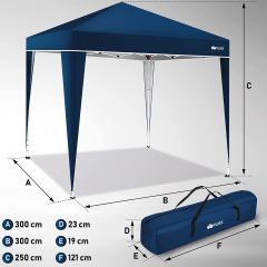 Tillvex Partytent 3 x 3 meter, pop up tent, blauw
