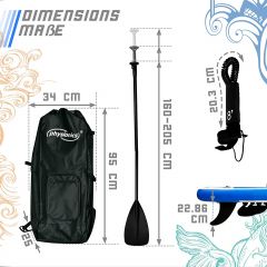 Stand Up Paddle Board, 305cm, mint, opblaasbaar, verstelbare peddel, handpomp met manometer, rugzak, reparatieset, SUP, peddelplank, surfplank