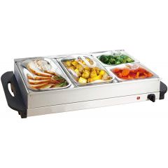  Jago- buffetverwarmer - elektrisch, met kookplaatfunctie,  temperatuurregelaar, RVS - opwarmapparaat, voedselverwarmer, warmhoudplaat, warmhoudcontainer