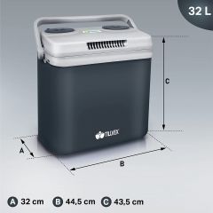 Tillvex- Koelbox, coolbox, 32 liter, grijs