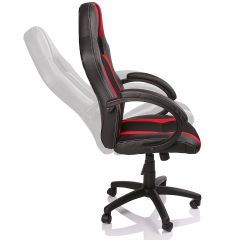 Racing bureaustoel, Zwart/Rood gestreept, draaistoel, gevoerde armleuningen, kantelmechanisme, Lift SGS gecontroleerd