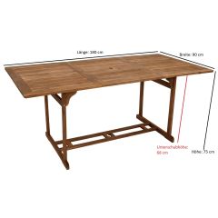 Houten tuintafel Korfu, 90 x 180 cm, acacia hout, geolied