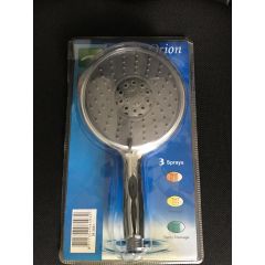 Douchekop, handspoeier, Orion, 3 sprayfuncties, 15 cm. doorsnede