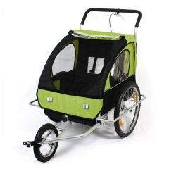 Fietsaanhanger fietskar kinderfietskar jogger in groen/ zwart