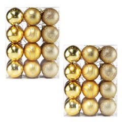 Casaria Kerstboomballen 48 stuks Ø 6cm Mat Glanzend Glinsterend Kunststof Goud