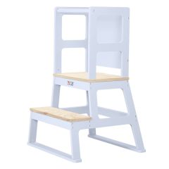 Baby Vivo- Learning Tower Wit met krijtbord, keukentoren, leertoren peuters , Opstapje, Kindertrap