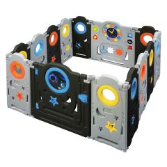 Baby Vivo box Neo Zwart- grondbox - speelbox- playpen-kruipbox- kunststof 12 elementen met zuignappen