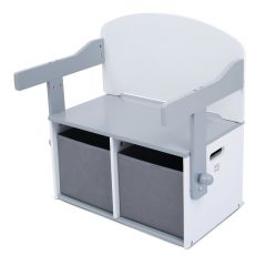 Baby Vivo Multifunctionele 3 in 1 bank Felix, grijs, houten tafel en zit voor kinderen met opbergbakken