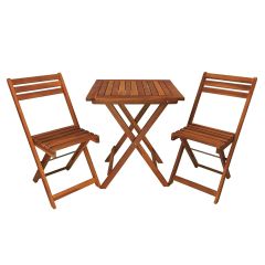 Bistroset, balkonset, acaciahout, inklapbaar, tafel met 2 stoelen, bruin