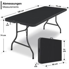 Tillvex-buffettafel- tuintafel inklapbaar-rotanlook- 180x75 cm