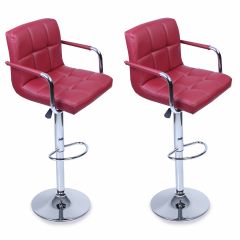 Tresko-Barkruk set van 2-wijnrood- bar stoel- aanrecht kruk- keukenkruk- lounge stoel
