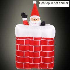 Opblaasbare kerstman in schoorsteen, beweegt omhoog en omlaag, met LED verlichting