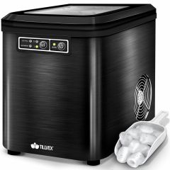 Tillvex ijsblokjesmachine zwart - roestvrijstaal- 2,2 liter- 12kg/24 uur-zelfreinigend-ijsmachine-ice cube maker