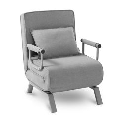 Makika- 3in1 Stoel en bed, inklapbaar, fauteuil, eenpersoons slaapbankje, grijs