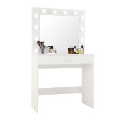 Makika kaptafel EMILY-LED licht- met 12 dimbare lampen-make-up tafel-wit