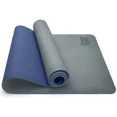 Yogamat grijs-donkerblauw, fitnessmat,, gymnastiekmat pilatesmat, sportmat, 183 x 61 x 0,6 cm