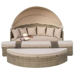 Zonneeiland, beige, loveseat, relax-eiland, loungebed, ligbed, loungeset,"Riva"