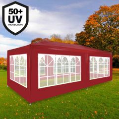 Partytent, feesttent, paviljoen Rimini 3x6 meter rood met boogramen en zijwanden...