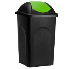 Vuilnisbak, vuilnisemmer, prullenbak 60 L, zwart/groen