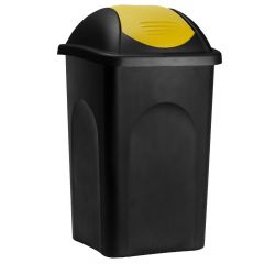Vuilnisbak, vuilnisemmer, prullenbak 60 L, zwart/geel
