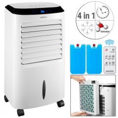 4 in 1 mobiele aircooler, wit, ionisator, luchtbevochtiger, afstandsbediening