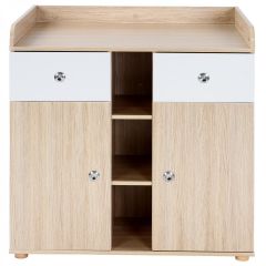 Commode, aankleedtafel, verschoontafel met veel opbergruimte, eiken
