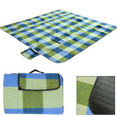 Picknick deken, strandlaken, onderdeken, 2x2 meter lichtblauw/geel geruit