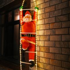 Kerstman op touwladder, 120 led's, kerstversiering, kerst, Kerstverlichting