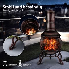 Tillvex- Terrasoven met grill, Rood-Brons, 89 cm, Azteekse oven, tuinhaard