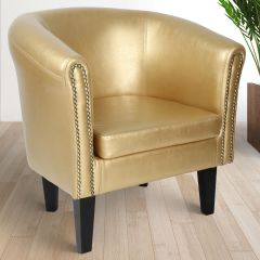Chesterfield fauteuil met hocker, zetel, Goud