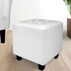 Chesterfield fauteuil met hocker, zetel, Wit