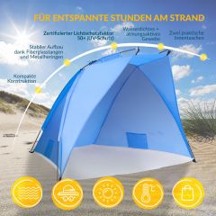 Tresko- Strandtent, pop-up, zonwering windbescherming tent UV-bescherming