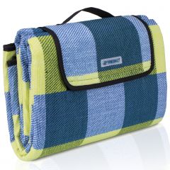 Picknickdeken, ruitmotief, geel-blauw, picknickkleed, 195 x 150 m, waterdicht, campingdeken, outdoor plaid, stranddeken