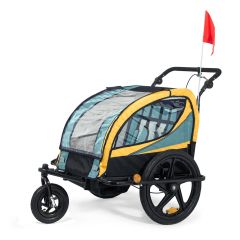SAMAX 360° Draaibare Fietskar 2 in 1 Jogger - in Blauw / Geel - Zwart Frame