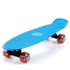 Skateboard, penny  board, blauw/rood, retro, LED, met PU-dempers