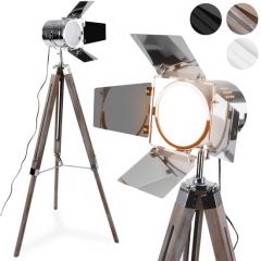 Staande lamp, vloerlamp, filmlamp, lamp op statief, antiek hout