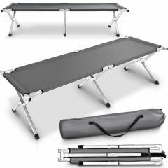 Tresko-XL campingbed- grijs- 210cm-veldbed-ligbed- logeerbed- opklapbed -150kg 